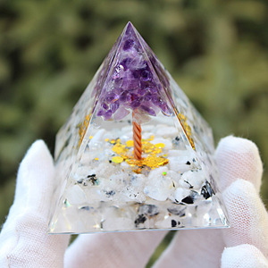 Amethyst <b>Tree</b> <b>Crystal</b> Pyramid Epoxy Resin Home Decoration Desktop Ornament 5cm 6cm - Product Image 4