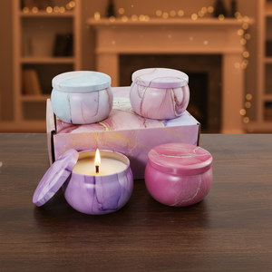 <span class=keywords><strong>Set</strong></span> Lilin Aromaterapi Soy Wax Modern 2.2oz & 4.4oz Perlengkapan DIY dengan Berbagai Aroma <span class=keywords><strong>Set</strong></span> Hadiah Hari Valentine Kaleng Logam - Product Image 3