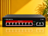 Switch PoE AI de 8 Puertos, 120W, 10/100Mbps, 2 Uplinks, IEEE 802.3af/at, VLAN, Switch de Red Ethernet Inteligente para Cámaras IP CCTV, Carcasa Metálica