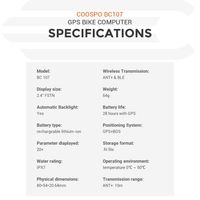 Coospo Speedometer sepeda GPS nirkabel, Speedometer dan Odometer dengan Sensor irama Monitor denyut jantung ANT + kompatibel 5.0