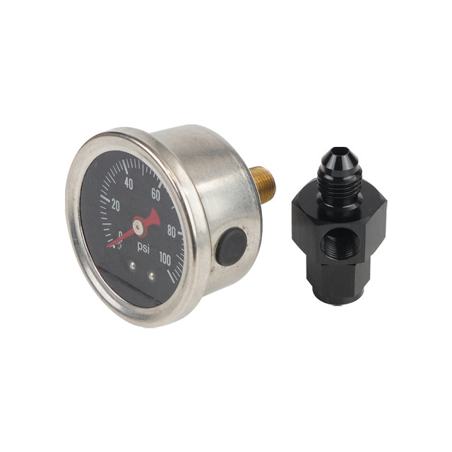 Automobile Fuel Pressure Gauge 0-100Psi Fuel Regulating Valve Pressure Gauge with 1/8 "NPT Adapter AN4-12
