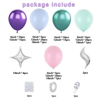 Decoración para Fiesta de Cumpleaños Infantil con Temática de Sirena, Globo de Aluminio con Forma de Cola de Sirena y Globo de Látex Morado, Juego de Guirnaldas de Globos para Fiesta
