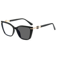 Lunettes de vue pour femmes, monture pleine, photochromiques, motif floral léger, TR90, anti-lumière bleue, haute qualité, motif solide, œil de chat
