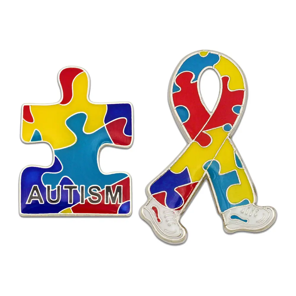 Groothandel Op Maat Goedkope Metalen Gestempeld Cancer Awareness Revers Pin Badge Emaille Epoxy Hars Custom Autism Pin