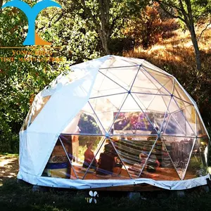 2 Personen Groen Opknoping Camping Boom Tent 6M Dome Tent Met Badkamer Glas Iglo Geodesy Dome Thuis