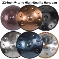 Professional 22 Inch Steel Tongue Drum for Beginners D Minor Kurd 9 Notes 440Hz Silver/Gold Handpan Percussion Instrument