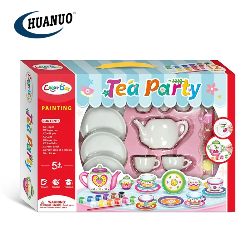 Bambini fai da te mani-su dipinto set da tè colore dipinto a mano kit giocattolo pittura in ceramica per bambini pittura