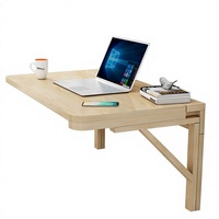 Table pliante murale en bois massif, table à manger murale, bureau d'ordinateur mural, bureau mural pliable pour l'étude