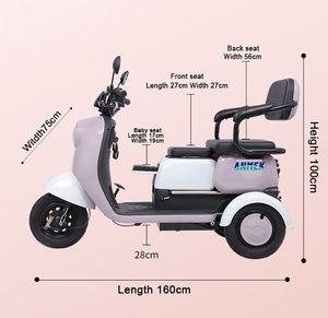 Triciclo eléctrico para pasajeros adultos, scooter de 3 ruedas con caja de almacenamiento, triciclo de carga con asiento trasero, triciclo eléctrico de carrocería abierta - Product Image 3