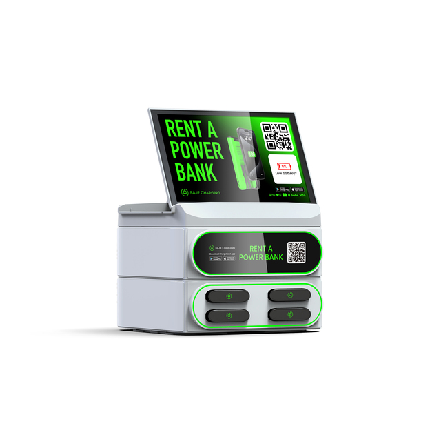 2024 New Products 4 Slots Stacking Rental Charging Station With Screen 6000 Mah Portable Power Pack for Rental Power Bank