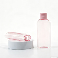 Bouteilles en plastique transparent rose de 100 ml avec bouchons à clapet, contenants cosmétiques pour huiles essentielles, huiles de massage, huiles nettoyantes