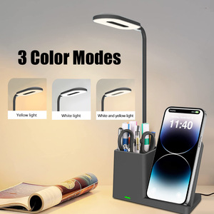 15W Wireless Charging Pen Holder Vertical Mobile Phone Wireless Charging <b>Stand</b> Desktop Office LED Eye Lamp - Product Image 2