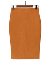 Jupe crayon midi en tricot pour femme, en daim uni, moulante, style bureau, vente en gros