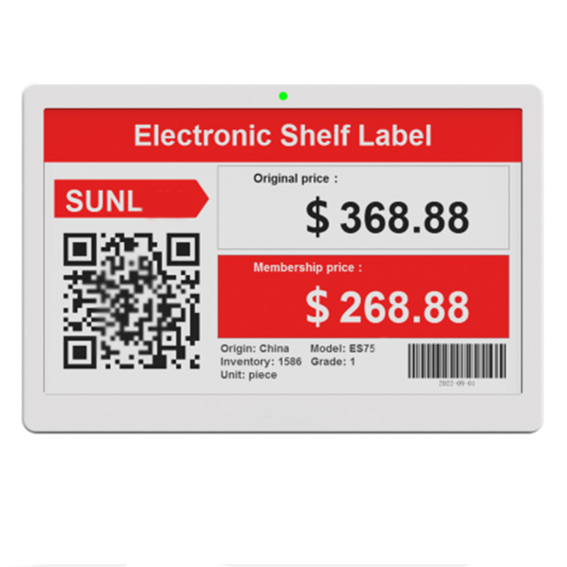 Direct Factory Supply Electronic Shelf Label (ESL-7.5) E Ink Technology 5+ Year Battery Life WiFi Supermarket/Warehouse