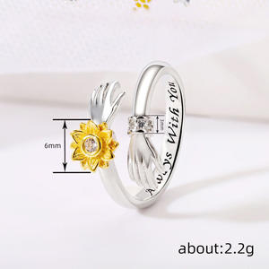 Anillo de compromiso de plata con diamantes Eternal Love para mujer, con diseño de flor, banda grabada con la inscripción 'Siempre contigo' T0644 - Product Image 4