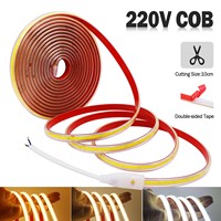 Ruban LED COB Étanche IP65 Flexible 220V 110V CA, Largeur 10mm Auto-adhésif Découpable