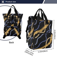 Sac à dos de voyage ALAZA Fashion noir en nylon imperméable et durable, motif Puakenikeni, personnalisé, pour maman, sac à couches pour bébé, design Hawaï, doré