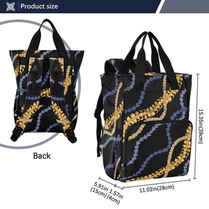 Fashion <b>Black</b> Puakenikeni Lei Flower Waterproof Mommy Travel Bag Custom Design Hawaii Baby Diaper <b>Backpack</b> - Product Image 3