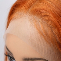 Aurasilva Perruque Lace Front HD Transparente 13x4, 24 Pouces, Ondulée, Orange Vif, 100% Cheveux Humains Chinois, Sans Colle, Pré-Pluckée, Densité 150%