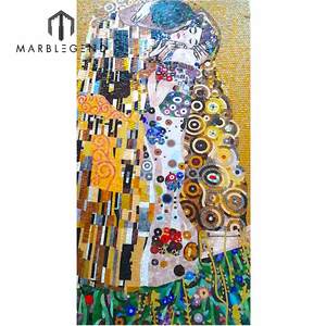 Mosaico Personalizzato con Ritratto di Personaggi, Design Ispirato a Gustav <span class=keywords><strong>Klimt</strong></span> '<span class=keywords><strong>Il</strong></span> Bacio', Murale in Mosaico, Pannello con Motivi Religiosi - Product Image 1