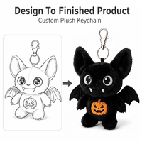 Porte-clés en peluche personnalisé Chauve-souris vampire, Poupée citrouille d'Halloween, Rembourrage en polyester et coton PP, Mascotte commerciale, Festif, Vente en gros, Faible MOQ, OEM