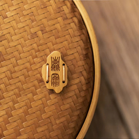 Panier de pique-nique multifonctionnel en bambou brun naturel de style zen, écologique, grand panier tissé avec poignée, rangement décoratif oriental