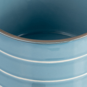 Vaso in ceramica a righe con supporto in legno, fioriera colorata per decorazioni domestiche, ingresso, patio, tavolo, giardino - Product Image 5