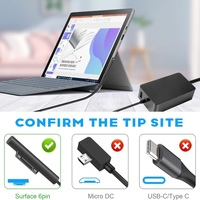 Chargeur secteur rapide 44W 15V 2.58A avec cordon d'alimentation pour Microsoft Surface Pro 3 4 5 6 7, Laptop 1 2 3 Go Book