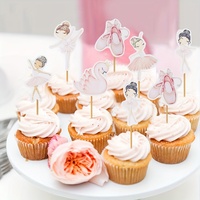 Décoration de gâteau pour bébé fille, thème ballerine, avec figurines de ballerines colorées, chaussures de danse cygne et motif de gâteau de choix