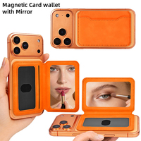 Nouveau Portefeuille magnétique en cuir pour téléphone avec miroir pour iPhone Samsung Google Pixel OEM ODM Logo personnalisé Emballage