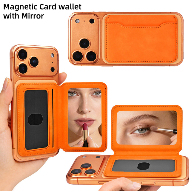 PU Leather Magnetic Phone Card Holder Wallet with Mirror for for Google Pixel OEM/ODM Custom Logo Package
