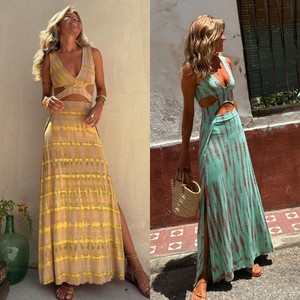 Nouvelle collection été 2026 : Style euro-américain, design identique à celui des influenceurs Instagram, imprimé, col en V, taille dénudée, sexy - Product Image 2