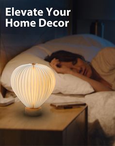 Lampu Meja Tanpa Kabel Isi Ulang dengan Kontrol Sentuh, Alas Kayu Solid, Lentera Kertas Balon Udara Lipat - Product Image 6