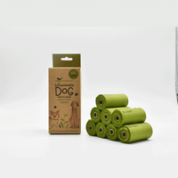 Sacs à crottes de chien biodégradables en PLA, personnalisables, extra épais, anti-fuites, compostables, écologiques, parfumés et enroulés