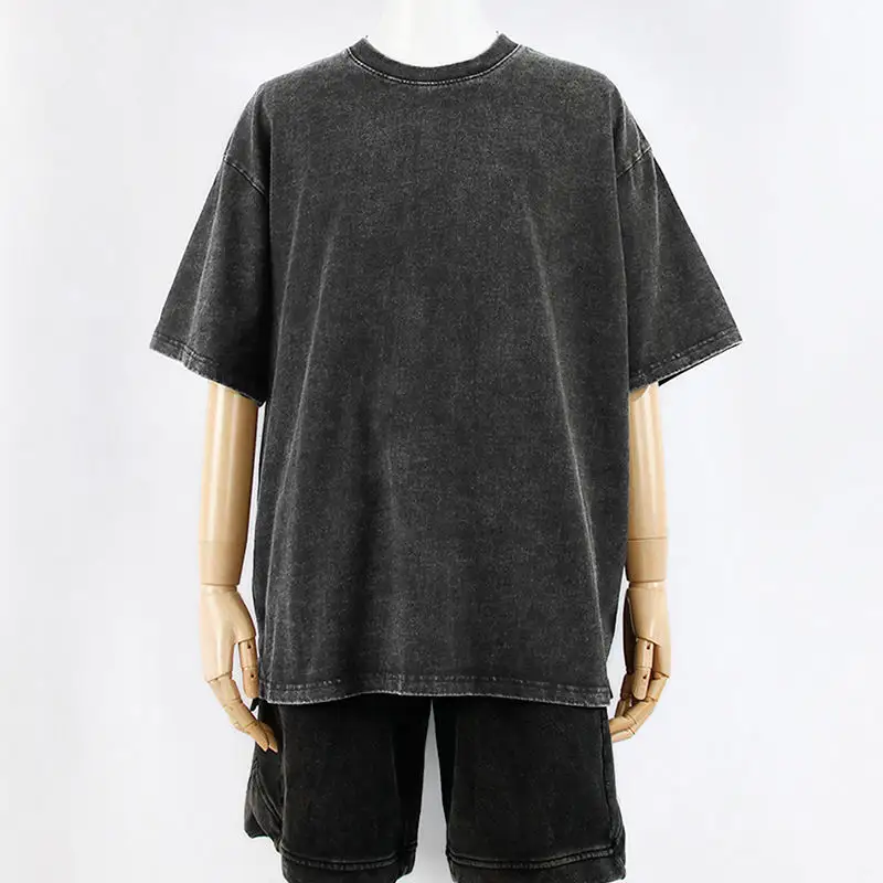 New Style Unisex Plain Vintage T-shirt Black Tee Loose High Quality 100% Heavy Cotton Oversized Acid Wash T Shirt Men