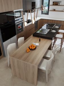 Meubles <span class=keywords><strong>de</strong></span> <span class=keywords><strong>cuisine</strong></span> gris bicolores à étagères ouvertes avec îlot <span class=keywords><strong>de</strong></span> <span class=keywords><strong>cuisson</strong></span> intégré - Solutions <span class=keywords><strong>de</strong></span> rangement contemporaines pour la <span class=keywords><strong>cuisine</strong></span> à domicile - Product Image 3