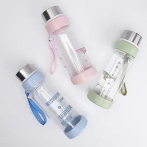 Botol air plastik olahraga musim panas, botol air plastik olahraga musim panas 580ml dengan tali portabel, Filter sabuk siswa, botol air olahraga untuk anak-anak