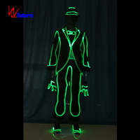 Costume de scène en fibre optique EL pour DJ, boîte de nuit, rave, carnaval, festival de musique, spectacle de danse