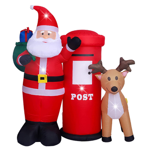 Customizable 6Ft Light-Blow up Inflatable <strong>Christmas</strong> Scene Santa Claus and Reindeer with <strong>Postbox</strong> Factory Wholesale - Product Image 1