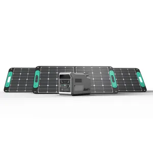 一套完整的太阳能发电机组，用于家用备份，带太阳能电池板的Vigorpool 1200瓦便携式发电站