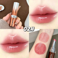 Baume à lèvres teinté compact GEGE BEAR avec miroir, rouge à lèvres hydratant effet gelée, brillance intense, soin des lèvres pour femmes et filles