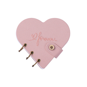 Carnet miniature à couverture en tissu premium, broderie 'Forever' en forme de cœur, feuilles mobiles - Product Image 4