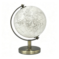 Mini globe terrestre blanc 10,6 cm, globe en papier avec support métallique, décoration de bureau vintage, globe terrestre pour le bureau, la maison, cadeau