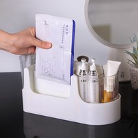 Support de rangement en plastique multifonctionnel à 2 tiroirs pour maquillage et cosmétiques Porte-stylo rotatif pour l'organisation de la maison et du bureau