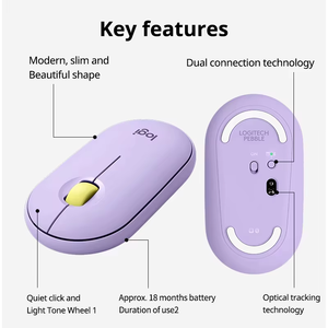 Logitech Pebble <b>Wireless</b> <b>Mouse</b>, Silent Click Symmetric <b>Mouse</b>, Portable Ultra-Thin Fashion <b>Mice</b> <b>for</b> Office Home <b>Laptop</b> - Product Image 2