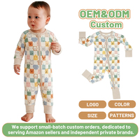 Serat Bambu Berkualitas Tinggi untuk Bayi dengan Cetakan Kustom, Bernapas, Ramah Lingkungan, Pola Bunga, Manset Panjang, Ritsleting Plastik Aman