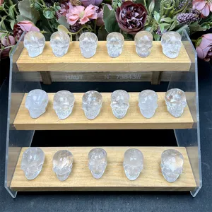Crânios de quartzo transparente esculpidos em pedra de cristal natural para presentes