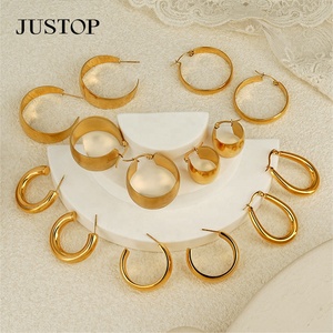 Aros de moda OEM/OEM, impermeables, de acero inoxidable, chapados en oro, hipoalergénicos, proveedor de joyería de moda, aretes para mujer - Product Image 1