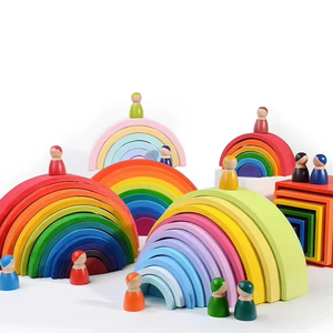 Giocattoli all'ingrosso 12 pezzi arcobaleno blocchi di costruzione Stack giocattoli fai da te Montessori giocattolo fai da te blocchi di costruzione impilabili Set di blocchi - Product Image 2