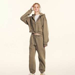 Felpa Corta con Cappuccio e Zip in Tinta Unita Vintage per Donna, Oversize, Vestibilità Ampia, Stile Streetwear Chic, Giacca Casual - Product Image 2